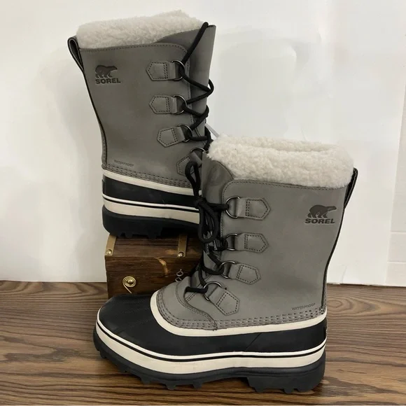 SOREL Women Sz 8.5 CARIBOU Lace-up Waterproof Snow Boots Comfortable INSULATION - Picture 2 of 12